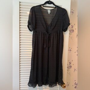 Merona Short Sleeve Black and White Sheer Polka Dot Dress